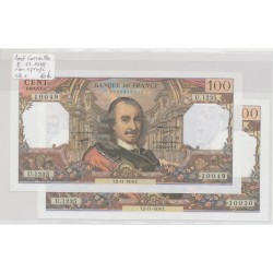100 Francs Corneille - 2.11.1978 - U.1235 - Lot 2 Billets avec numéros qui se suivent - SPL+