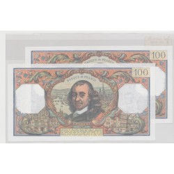 100 Francs Corneille - 2.11.1978 - U.1235 - Lot 2 Billets avec numéros qui se suivent - SPL+ 2