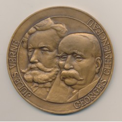 Médaille - Jules Verne et Georges Clémenceau - Association amicale des anciens élèves des lycées de Nantes - bronze - 80mm - SUP