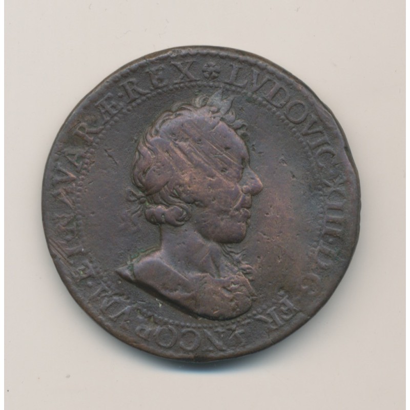 Médaille - Louis XIII - Nicolas de bailleul - 3e mandat 1628 - bronze - 38mm - B/TB