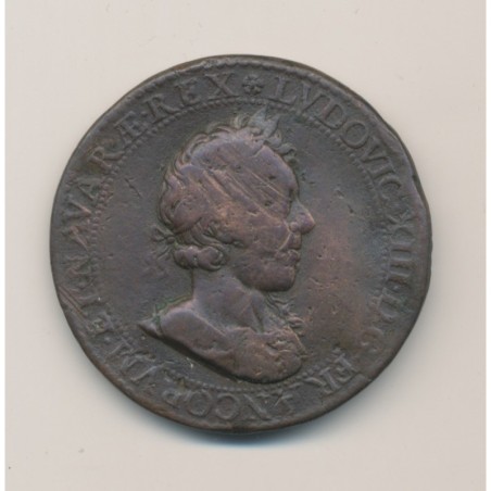 Médaille - Louis XIII - Nicolas de bailleul - 3e mandat 1628 - bronze - 38mm - B/TB