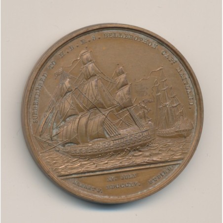 Médaille - Réddition de napoléon - Béllérophon - 1815 - Refrappe - bronze - 41mm - SUP+