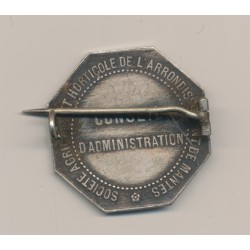 Jeton - Société agricole et horticole de Mantes - monté en broche - argent - TTB 2