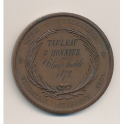Médaille - Lycée d'Angoulême - fondation Chabrefy - tableau honneur 1872 - bronze - 51mm - TTB 2