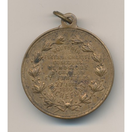 Médaille - Fête de charité - Rochefort 1880 - Musique et fanfare - TTB