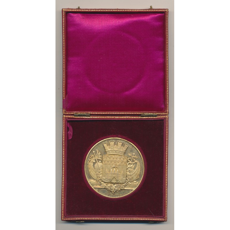 Médaille - Blason de la ville de Bordeaux - vermeil - SUP - avec écrin - 51mm