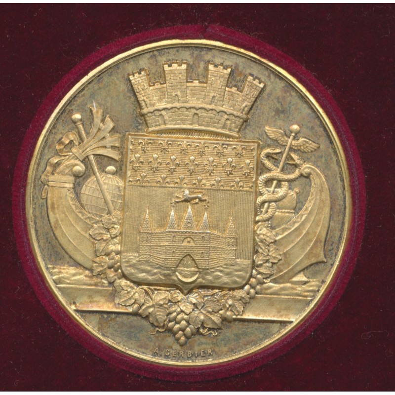 Médaille - Blason de la ville de Bordeaux - vermeil - SUP - avec écrin - 51mm