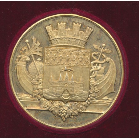 Médaille - Blason de la ville de Bordeaux - vermeil - SUP - avec écrin - 51mm