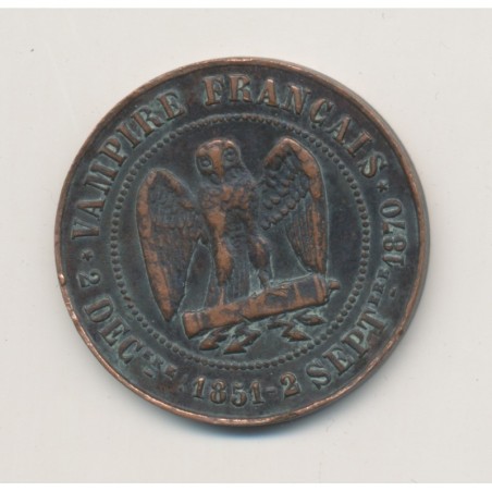 Monnaie satirique - Module 5 centimes - Napoléon III - Vampire Français - TTB