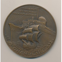 Médaille - Champlain - Compagnie générale transatlantique - 1932 - bronze - 68mm