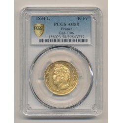 40 Francs Or - Louis Philippe I - 1834 L Bayonne - PCGS AU58