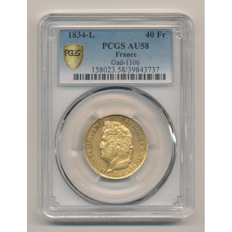 40 Francs Or - Louis Philippe I - 1834 L Bayonne - PCGS AU58