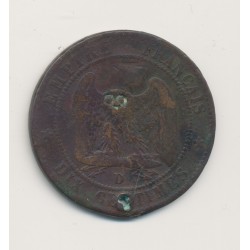 Monnaie satirique - 10 centimes 1855 D - regravé casque à pointe - troué - TB 2