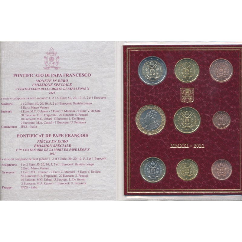 BU Vatican 2021 - Armoiries du Vatican - 9 Pièces - avec 5€ - 8.000 ex