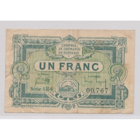 Dept 33 - 1 Franc 1920 - Bordeaux - série 124 - TB+