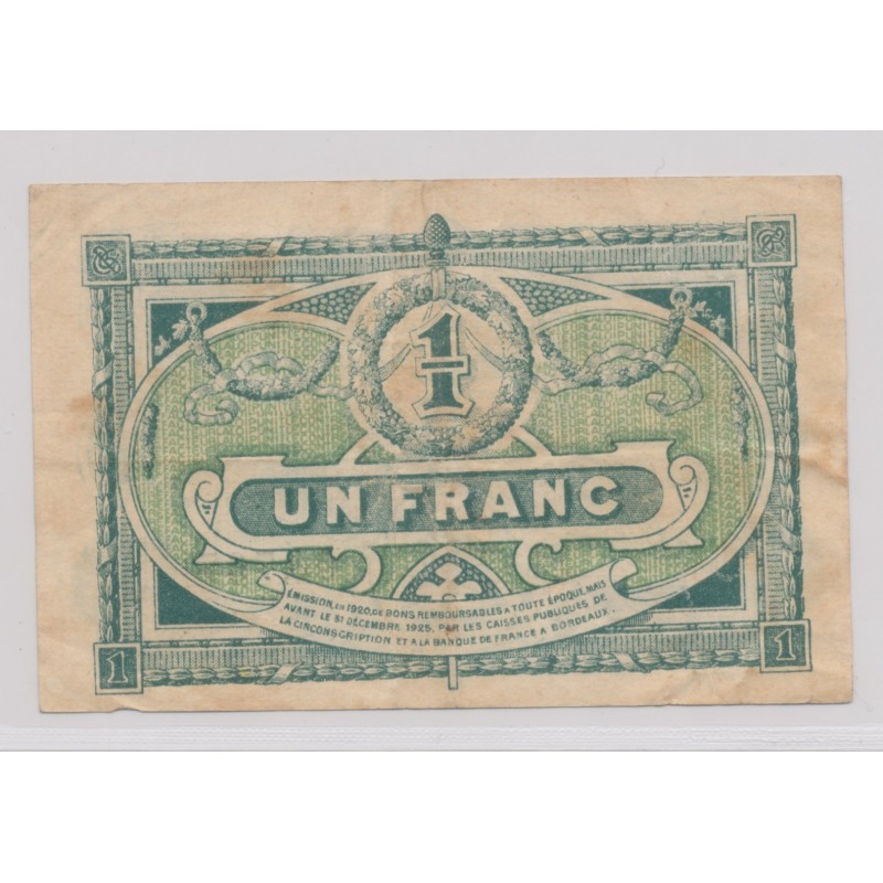 Dept 33 - 1 Franc 1920 - Bordeaux - série 124 - TB+