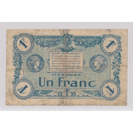 Dept 10 - 1 Franc 1918 - Troyes - série 187 - TB