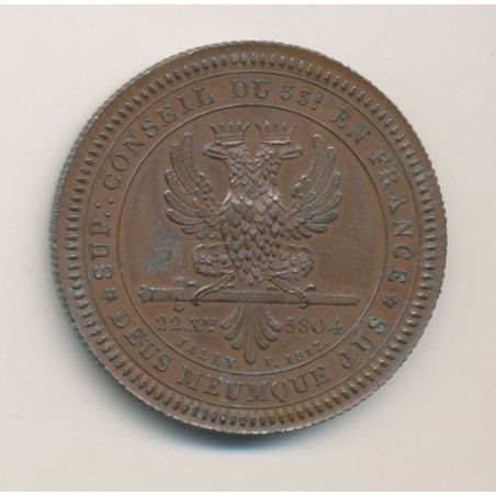 Jeton Maçonnique - Suprème conseil de France - SAS Cambacéres - 1812 - bronze - SUP+