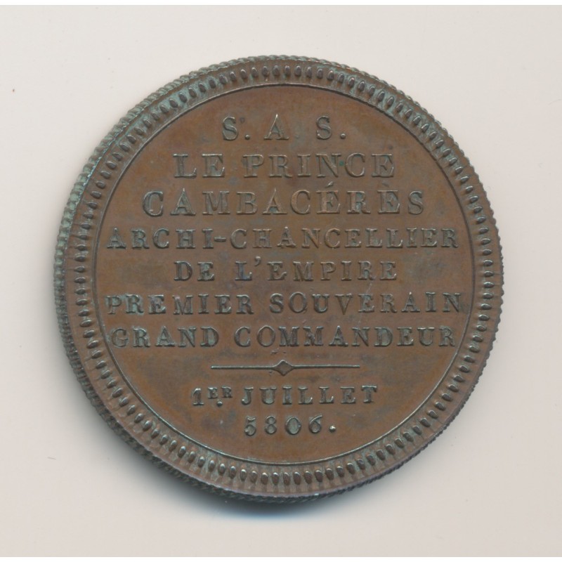 Jeton Maçonnique - Suprème conseil de France - SAS Cambacéres - 1812 - bronze - SUP+