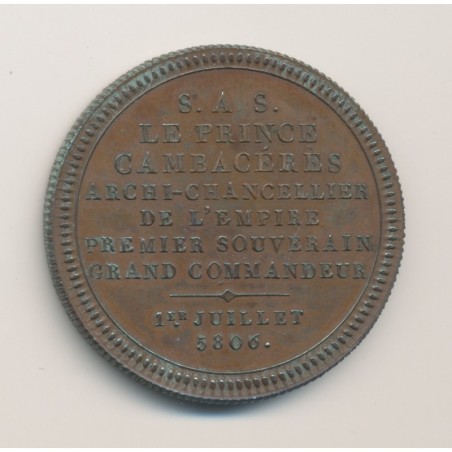 Jeton Maçonnique - Suprème conseil de France - SAS Cambacéres - 1812 - bronze - SUP+