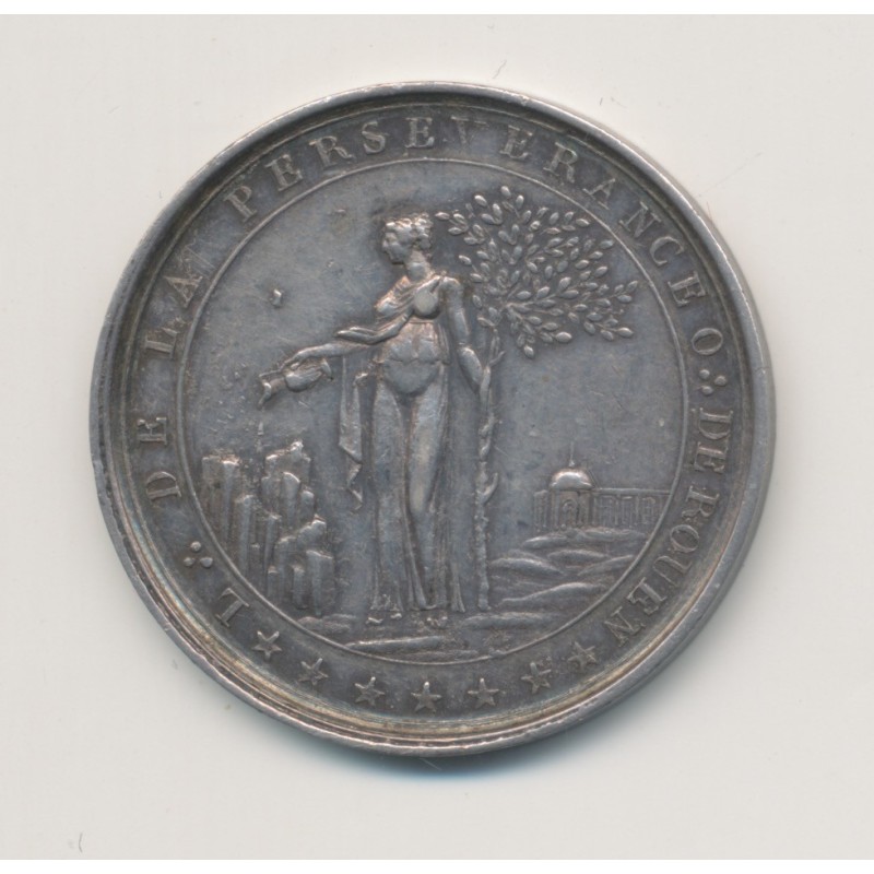 Jeton Maçonnique - Loge persévérance de l'orient de Rouen - Louis XVIII - argent - poinçon main - SUP+