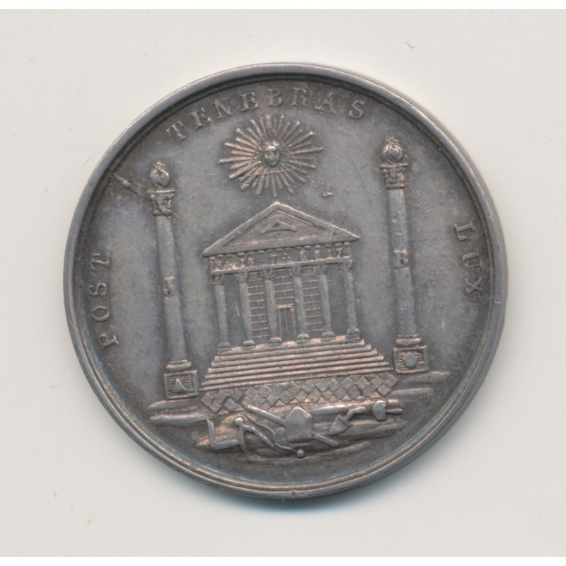 Jeton Maçonnique - Loge persévérance de l'orient de Rouen - Louis XVIII - argent - poinçon main - SUP+