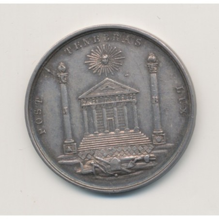 Jeton Maçonnique - Loge persévérance de l'orient de Rouen - Louis XVIII - argent - poinçon main - SUP+