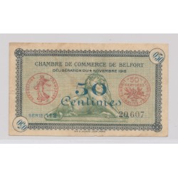 Dept 90 - 50 Centimes 1918 - Belfort - série 112 - TB+