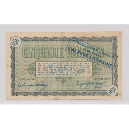 Dept 90 - 50 Centimes 1918 - Belfort - série 112 - TB+