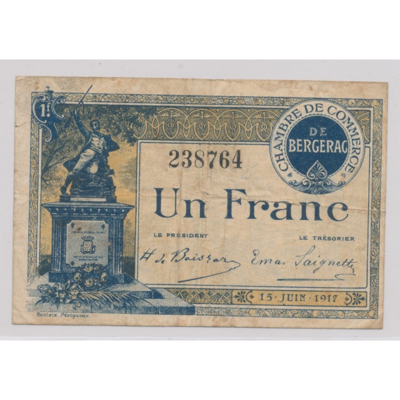 Dept24 - 1 Franc 1917 - Bergerac - TB