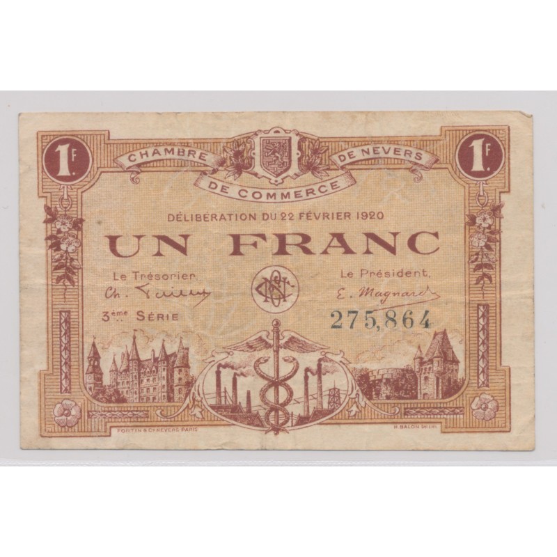 Dept58 - 1 Franc 1920 - Nevers - 3e série  TB+