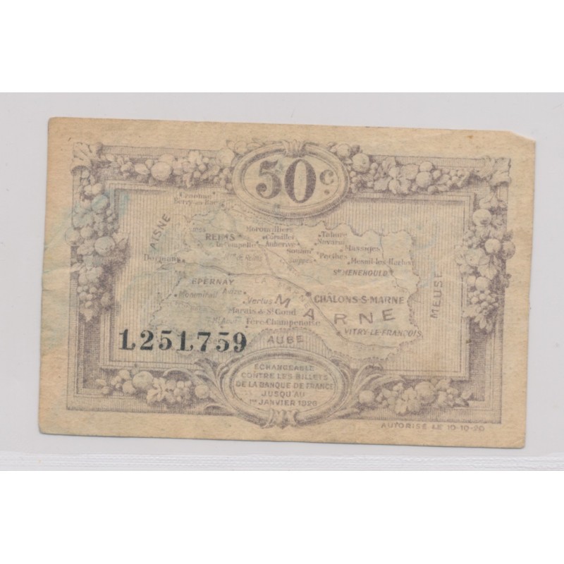 Dept51 - 50 Centimes 1920 - La Marne - TB+