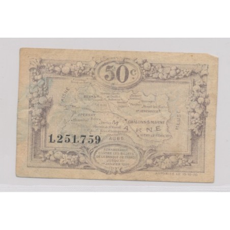 Dept51 - 50 Centimes 1920 - La Marne - TB+