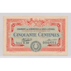 Dept70 - 50 Centimes 1920 -Gray et Vesoul - série B.59 - TTB