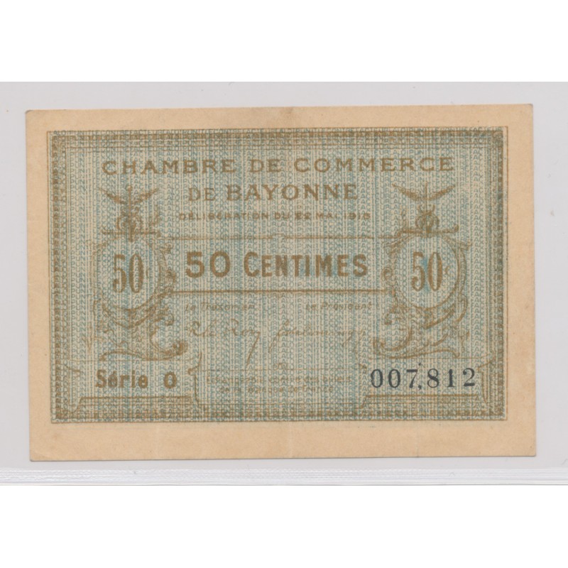 Dept64 - 50 Centimes 1916 - Bayonne - Série O - TTB