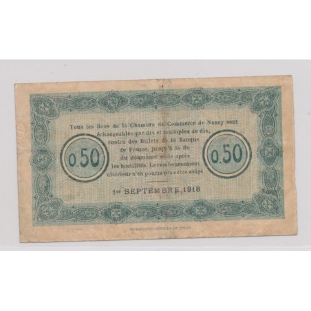 Dept54 - 50 Centimes 1918 - Nancy - série 11T - TTB