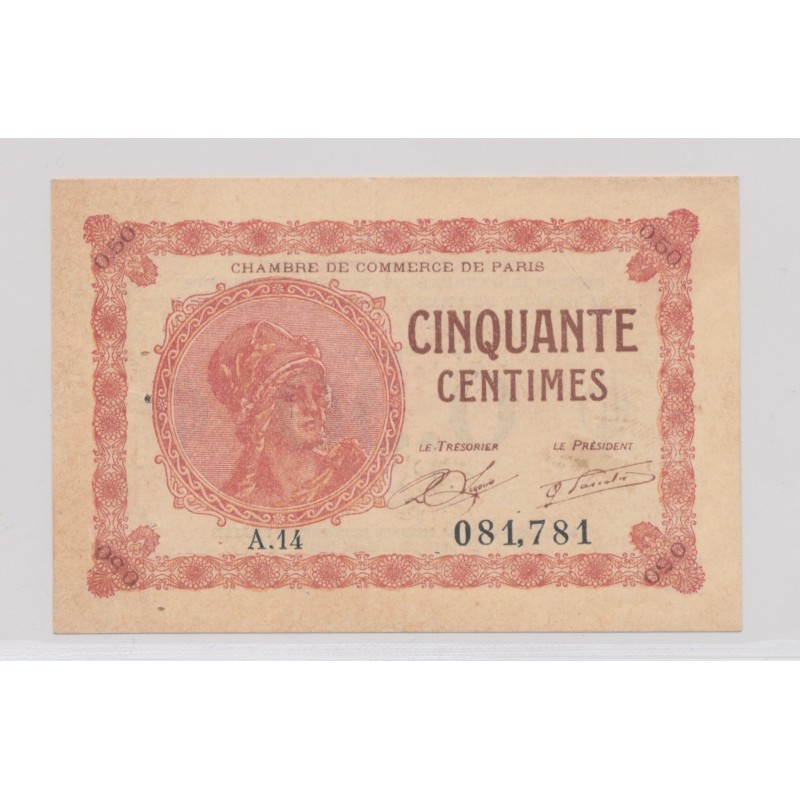 Dept75 - 50 Centimes 1920 - Paris - TTB