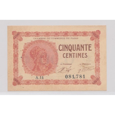 Dept75 - 50 Centimes 1920 - Paris - TTB
