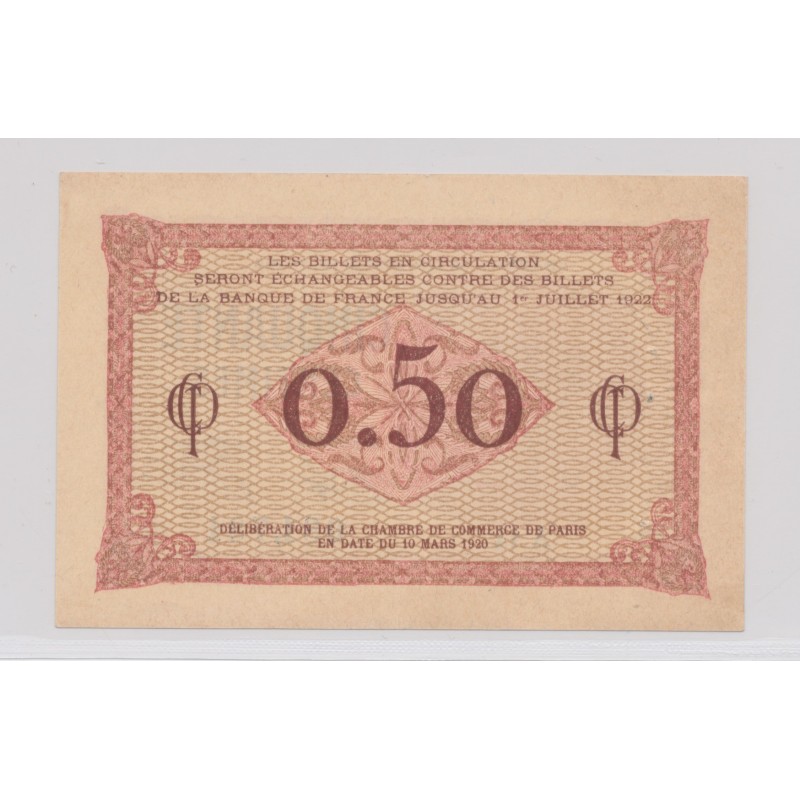 Dept75 - 50 Centimes 1920 - Paris - TTB