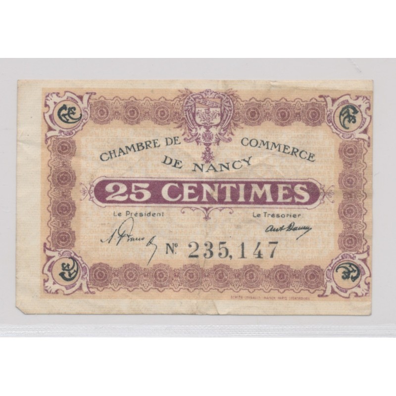 Dept54 - 25 Centimes 1918 - Nancy - TB