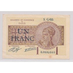 Dept75 - 1 Franc 1920 - Paris - TTB