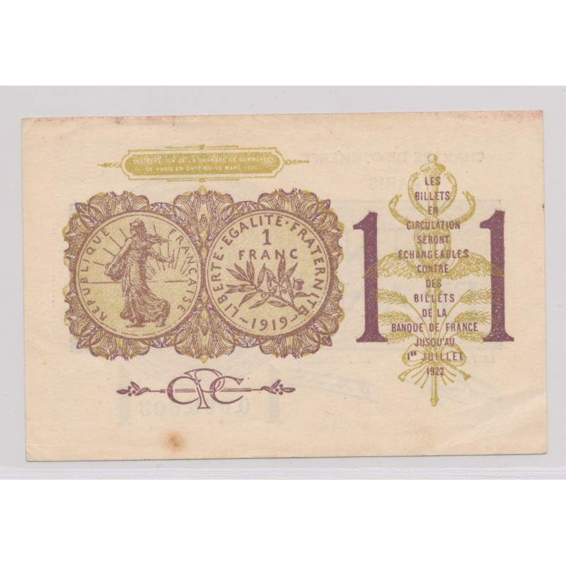 Dept75 - 1 Franc 1920 - Paris - TTB