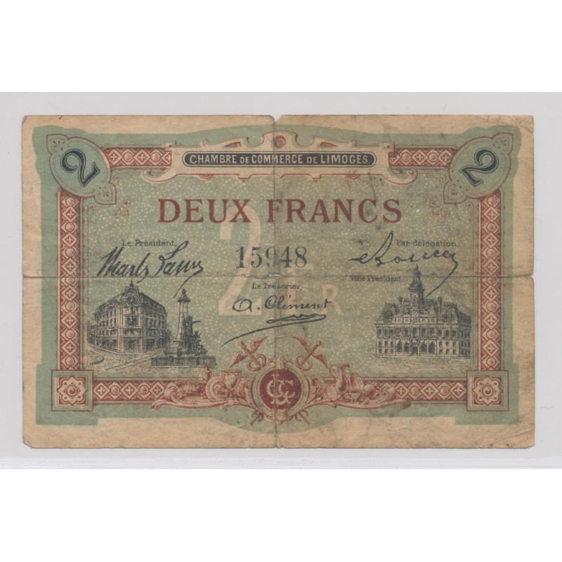 Dept87 - 2 Francs 1918 - Limoges - TB