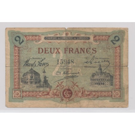 Dept87 - 2 Francs 1918 - Limoges - TB