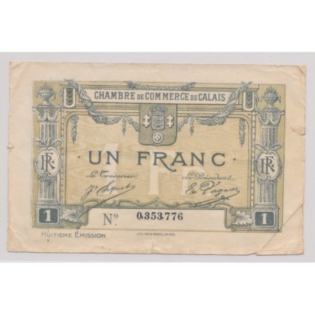Dept62 - 1 Franc 1916 - Calais - 8e émission - TB