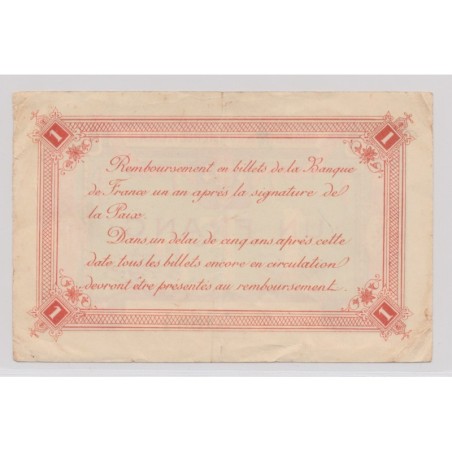 Dept62 - 1 Franc 1919 - Calais - Rouge et série B - TTB