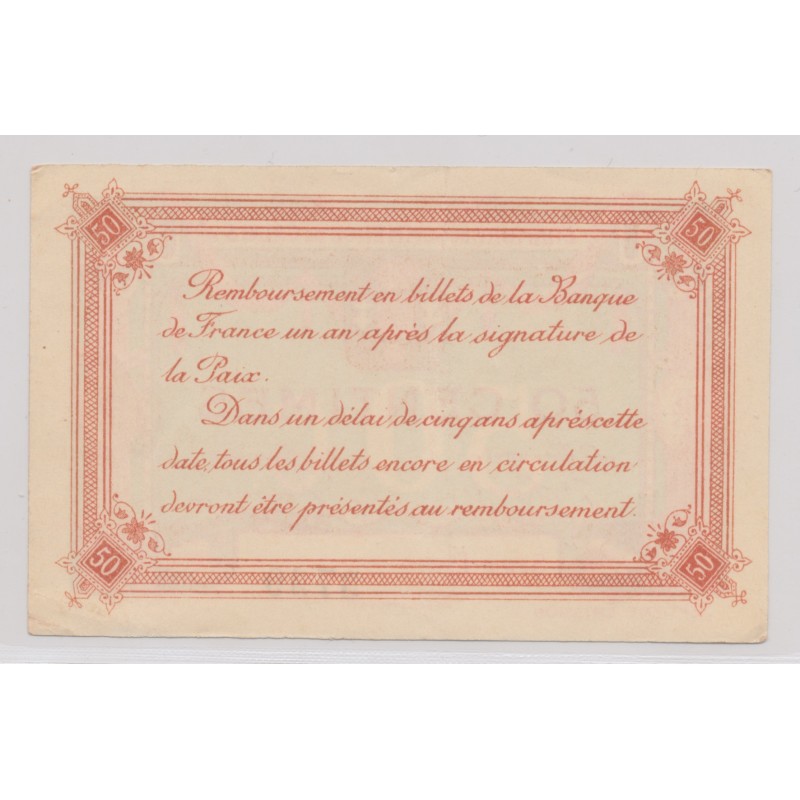 Dept62 - 50 Centimes 1919 - Calais - Rouge et série B - TTB+