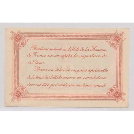 Dept62 - 50 Centimes 1919 - Calais - Rouge et série B - TTB+
