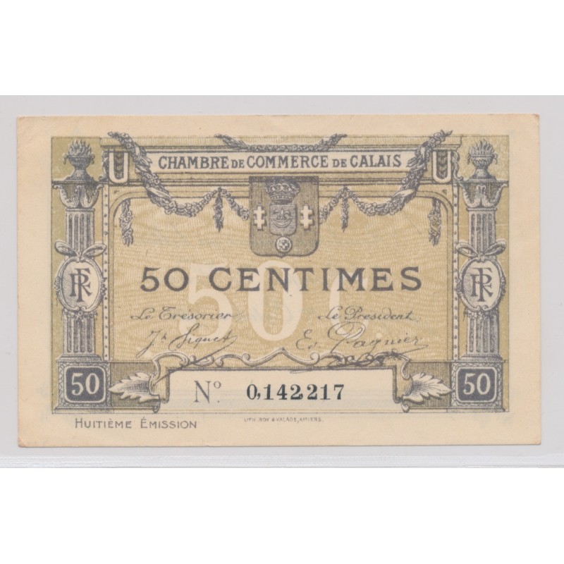Dept62 - 50 Centimes 1922 - Calais - 8e émission - TTB+