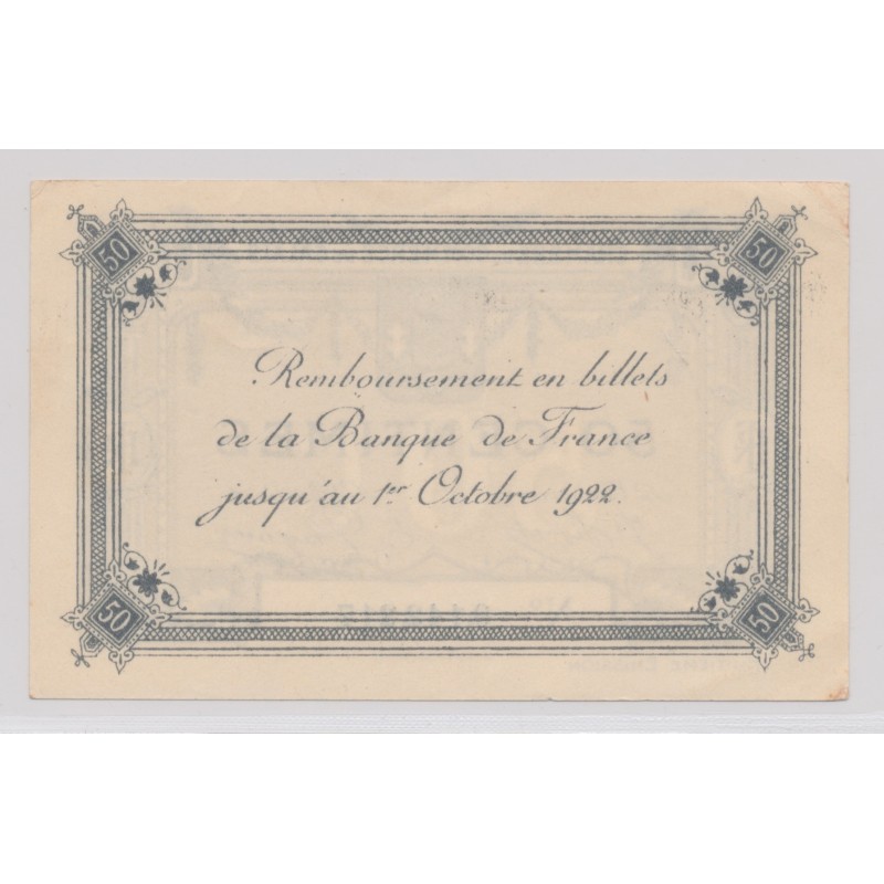 Dept62 - 50 Centimes 1922 - Calais - 8e émission - TTB+